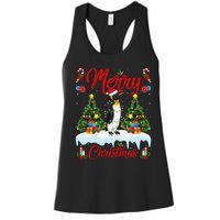 Penguin Merry Christmas Tree Lighting Emperor Penguin Xmas Women's Racerback Tank