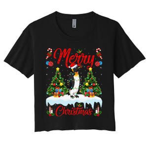 Penguin Merry Christmas Tree Lighting Emperor Penguin Xmas Women's Crop Top Tee