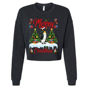 Penguin Merry Christmas Tree Lighting Emperor Penguin Xmas Cropped Pullover Crew