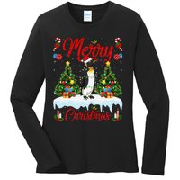 Penguin Merry Christmas Tree Lighting Emperor Penguin Xmas Ladies Long Sleeve Shirt