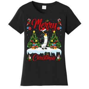 Penguin Merry Christmas Tree Lighting Emperor Penguin Xmas Women's T-Shirt