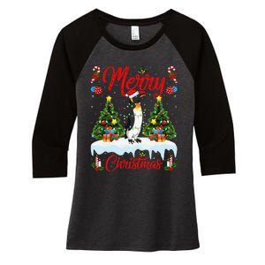 Penguin Merry Christmas Tree Lighting Emperor Penguin Xmas Women's Tri-Blend 3/4-Sleeve Raglan Shirt