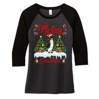 Penguin Merry Christmas Tree Lighting Emperor Penguin Xmas Women's Tri-Blend 3/4-Sleeve Raglan Shirt