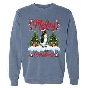 Penguin Merry Christmas Tree Lighting Emperor Penguin Xmas Garment-Dyed Sweatshirt