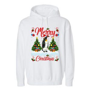 Penguin Merry Christmas Tree Lighting Emperor Penguin Xmas Garment-Dyed Fleece Hoodie