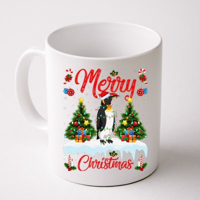 Penguin Merry Christmas Tree Lighting Emperor Penguin Xmas Coffee Mug