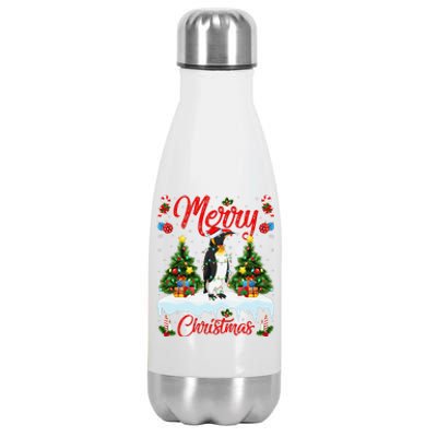 Penguin Merry Christmas Tree Lighting Emperor Penguin Xmas Stainless Steel Insulated Water Bottle