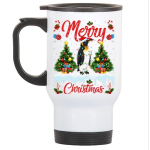 Penguin Merry Christmas Tree Lighting Emperor Penguin Xmas Stainless Steel Travel Mug