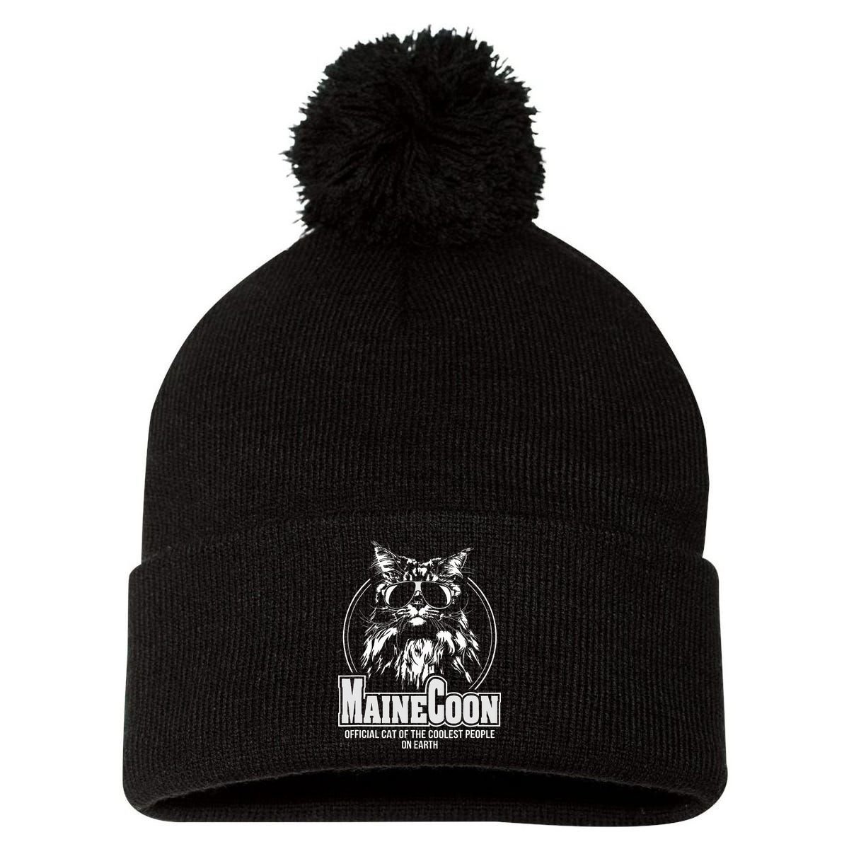 Proud Maine Coon Cool Cat Pom Pom 12in Knit Beanie