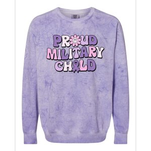 Proud Military Child Groovy Purple Up for Military Colorblast Crewneck Sweatshirt