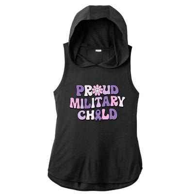 Proud Military Child Groovy Purple Up for Military Ladies PosiCharge Tri-Blend Wicking Draft Hoodie Tank