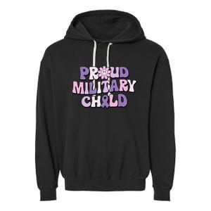 Proud Military Child Groovy Purple Up for Military Garment-Dyed Fleece Hoodie