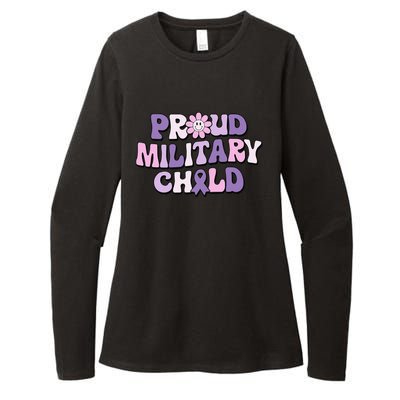 Proud Military Child Groovy Purple Up for Military Womens CVC Long Sleeve Shirt