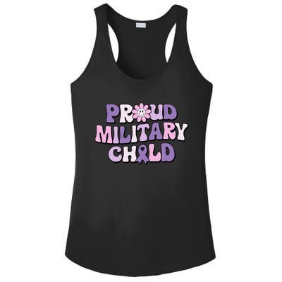 Proud Military Child Groovy Purple Up for Military Ladies PosiCharge Competitor Racerback Tank