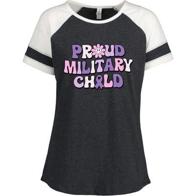 Proud Military Child Groovy Purple Up for Military Enza Ladies Jersey Colorblock Tee