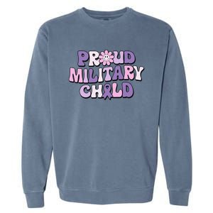 Proud Military Child Groovy Purple Up for Military Garment-Dyed Sweatshirt