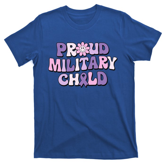 Proud Military Child Groovy Purple Up for Military T-Shirt