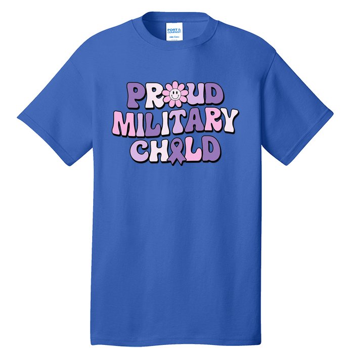 Proud Military Child Groovy Purple Up for Military Tall T-Shirt