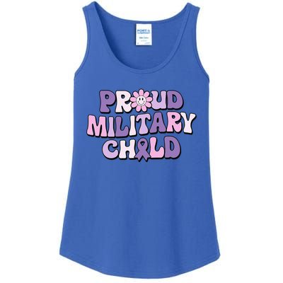 Proud Military Child Groovy Purple Up for Military Ladies Essential Tank