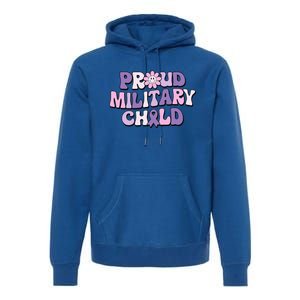 Proud Military Child Groovy Purple Up for Military Premium Hoodie