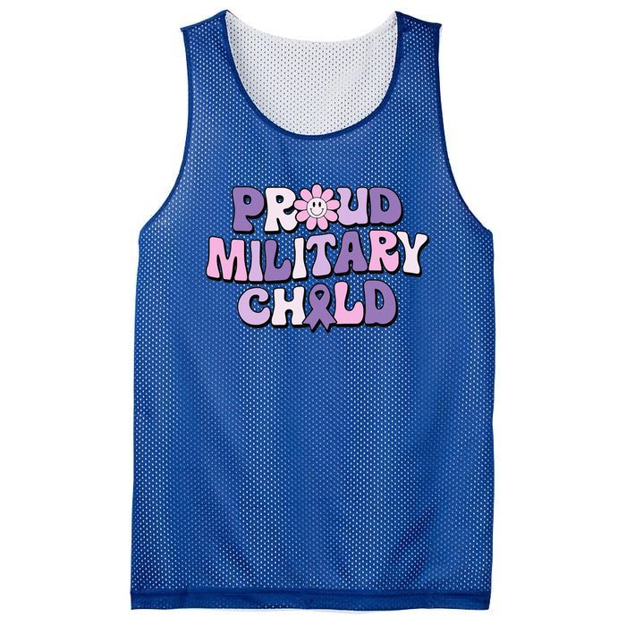 Proud Military Child Groovy Purple Up for Military Mesh Reversible Basketball Jersey Tank