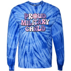 Proud Military Child Groovy Purple Up for Military Tie-Dye Long Sleeve Shirt