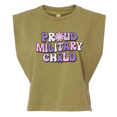 Proud Military Child Groovy Purple Up for Military Garment-Dyed Women's Muscle Tee