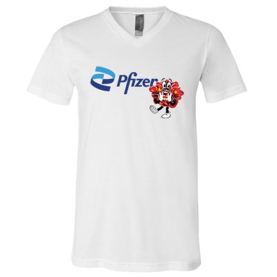 Pfizer Mascot Clotty V-Neck T-Shirt