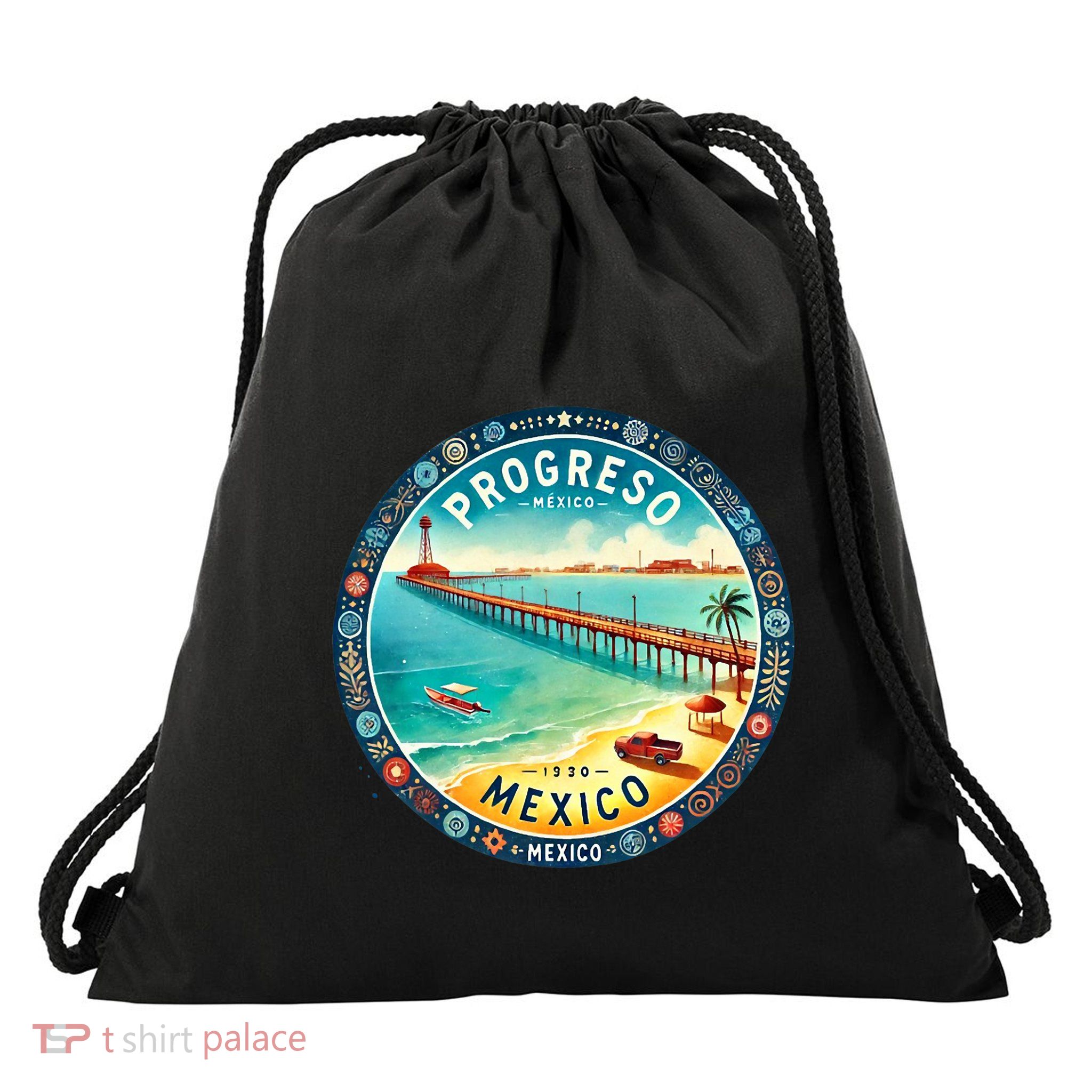 Progresso Mexico Cruise Destination Drawstring Bag