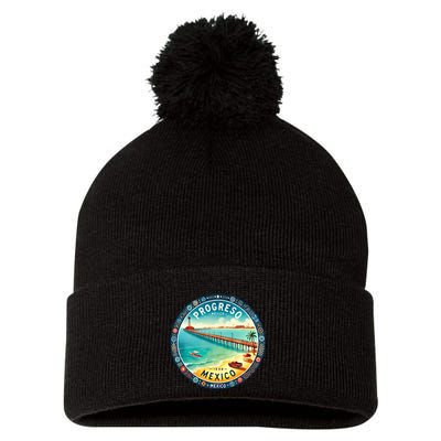 Progresso Mexico Cruise Destination Pom Pom 12in Knit Beanie