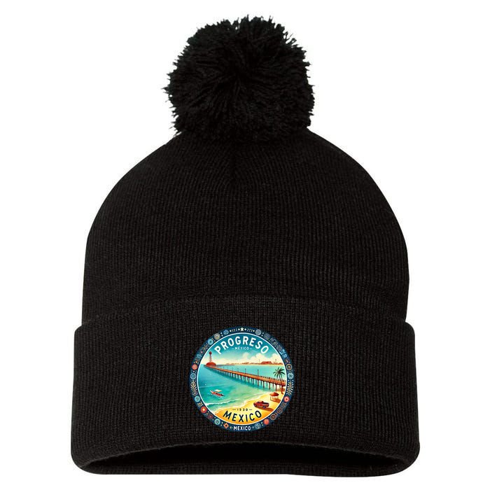 Progresso Mexico Cruise Destination Pom Pom 12in Knit Beanie