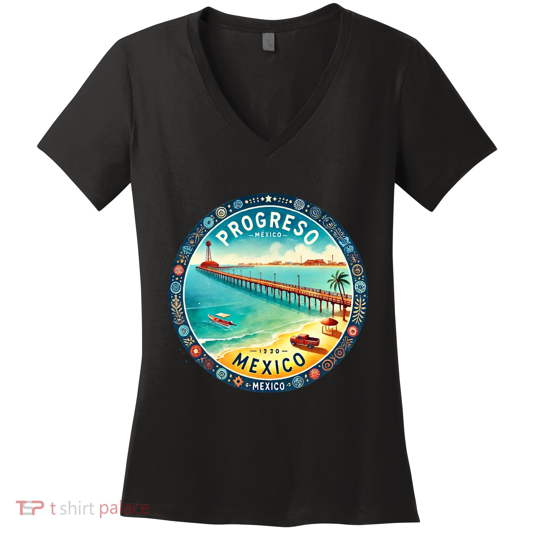 Progresso Mexico Cruise Destination Women's V-Neck T-Shirt