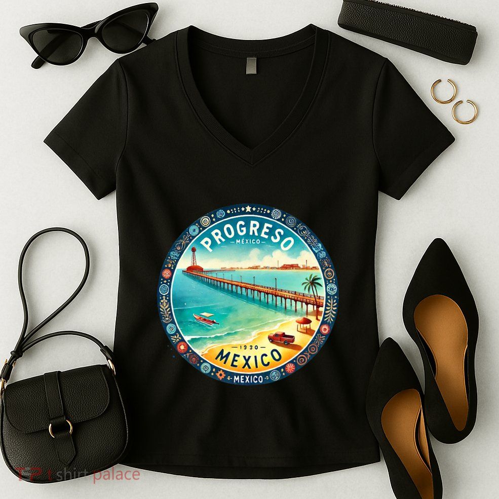 Progresso Mexico Cruise Destination Women's V-Neck T-Shirt