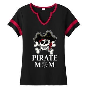 Pirate Mama Costume Jolly Roger Crossbones Ladies Halftime Notch Neck Tee