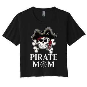 Pirate Mama Costume Jolly Roger Crossbones Women's Crop Top Tee