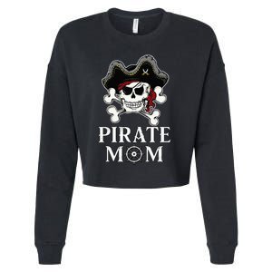 Pirate Mama Costume Jolly Roger Crossbones Cropped Pullover Crew