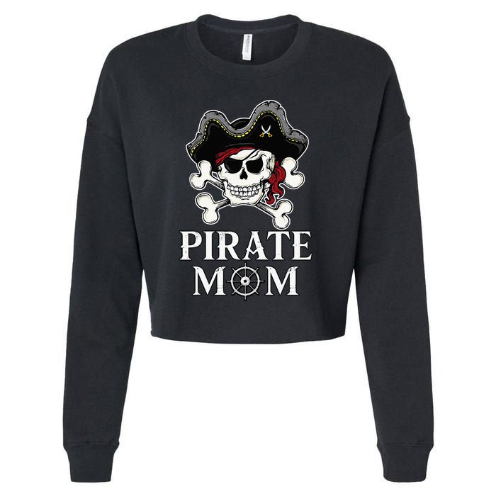 Pirate Mama Costume Jolly Roger Crossbones Cropped Pullover Crew