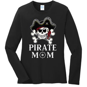 Pirate Mama Costume Jolly Roger Crossbones Ladies Long Sleeve Shirt