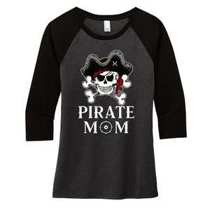 Pirate Mama Costume Jolly Roger Crossbones Women's Tri-Blend 3/4-Sleeve Raglan Shirt