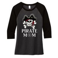 Pirate Mama Costume Jolly Roger Crossbones Women's Tri-Blend 3/4-Sleeve Raglan Shirt