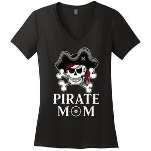 Pirate Mama Costume Jolly Roger Crossbones Women's V-Neck T-Shirt