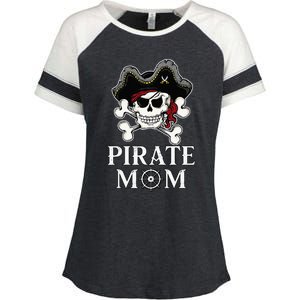 Pirate Mama Costume Jolly Roger Crossbones Enza Ladies Jersey Colorblock Tee