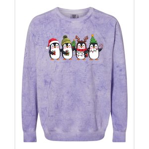 Penguin Merry Christmas Sweatshirt Cute Penguin Xmas Light Colorblast Crewneck Sweatshirt