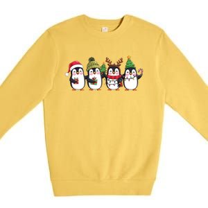 Penguin Merry Christmas Sweatshirt Cute Penguin Xmas Light Premium Crewneck Sweatshirt