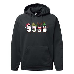 Penguin Merry Christmas Sweatshirt Cute Penguin Xmas Light Performance Fleece Hoodie