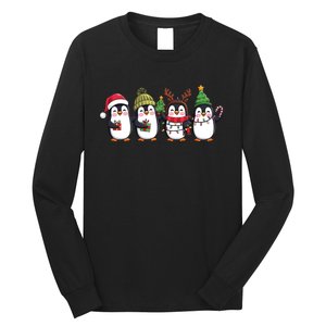 Penguin Merry Christmas Sweatshirt Cute Penguin Xmas Light Long Sleeve Shirt