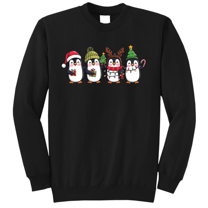 Penguin Merry Christmas Sweatshirt Cute Penguin Xmas Light Sweatshirt