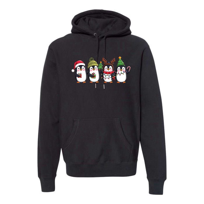 Penguin Merry Christmas Sweatshirt Cute Penguin Xmas Light Premium Hoodie