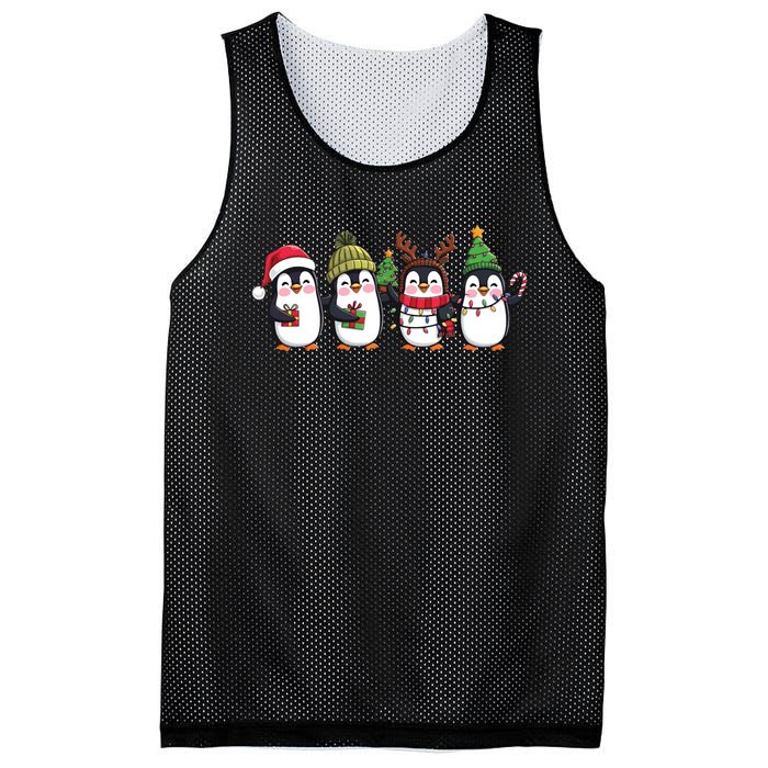 Penguin Merry Christmas Sweatshirt Cute Penguin Xmas Light Mesh Reversible Basketball Jersey Tank