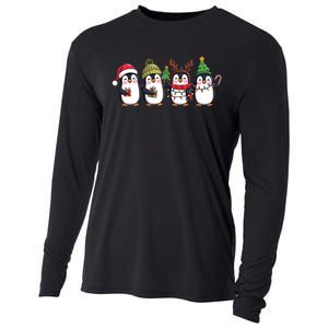 Penguin Merry Christmas Sweatshirt Cute Penguin Xmas Light Cooling Performance Long Sleeve Crew